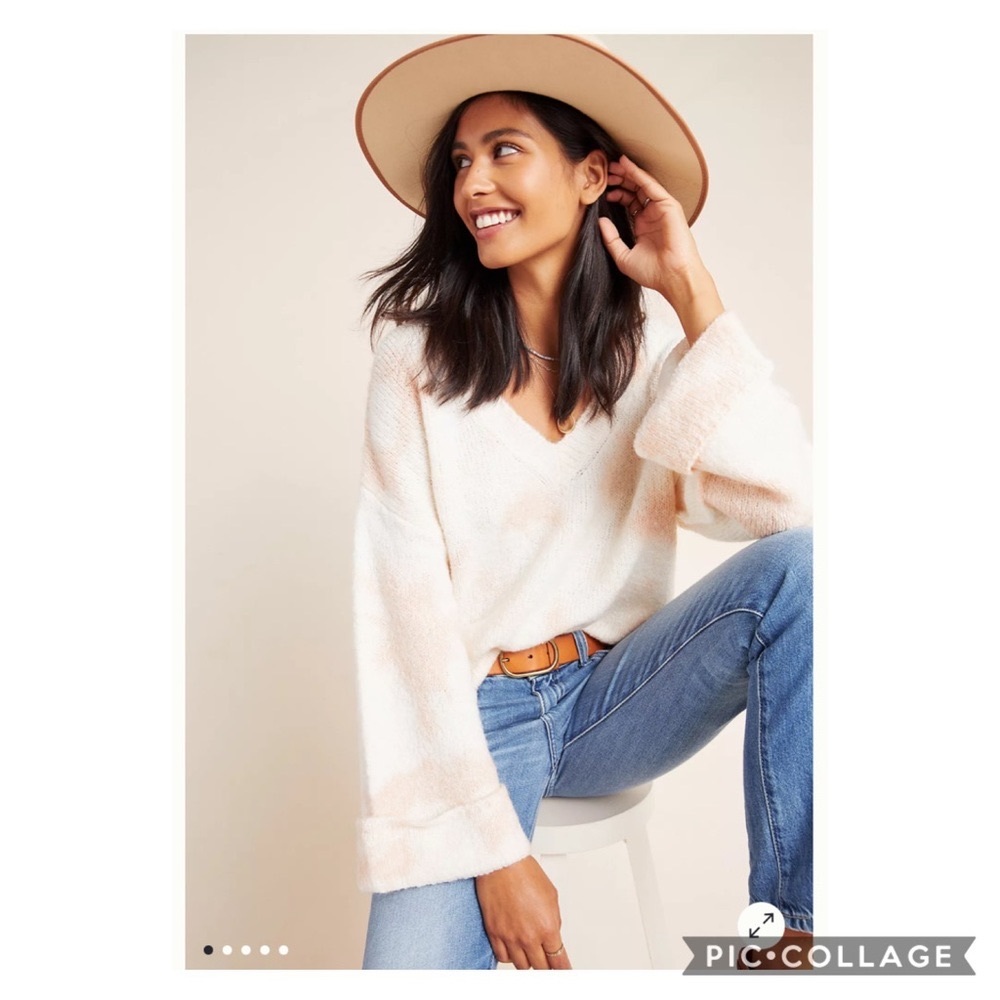 ANTHROPOLOGIE Maggie Bell Sleeve Sweater Grey